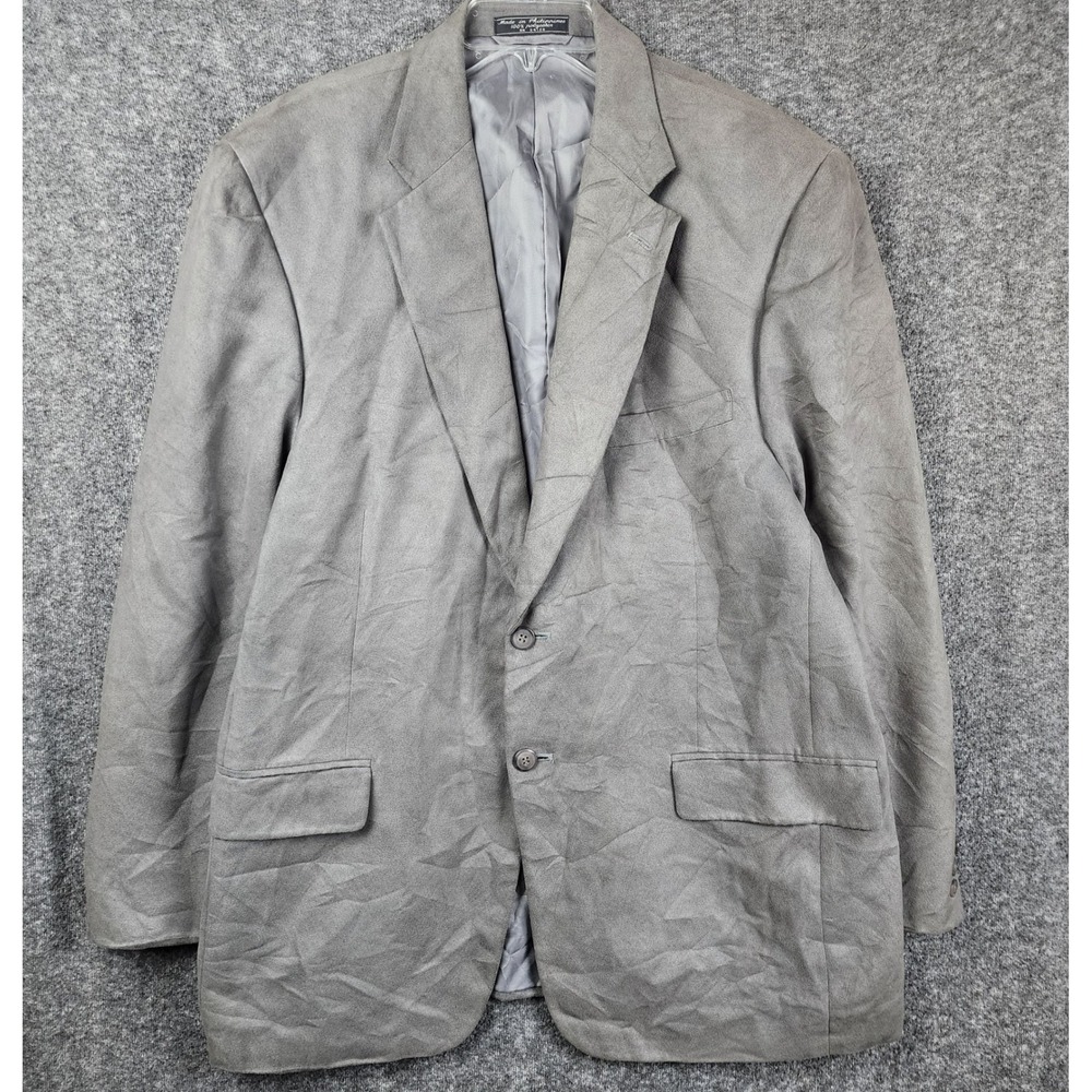 Jeffrey Banks Blazer Men 44R Grey Faux Suede Two Button‎ Sport Coat Classic Fit